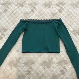 Urban Outfitters Green Lace Crop Top - NWT